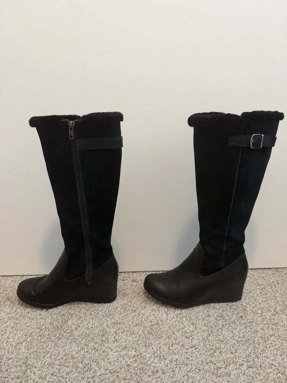 UGG Mischa Black Suede Wedge Bootie, Size 7 US (5.5 UK, 38 EU, 24 JPN)